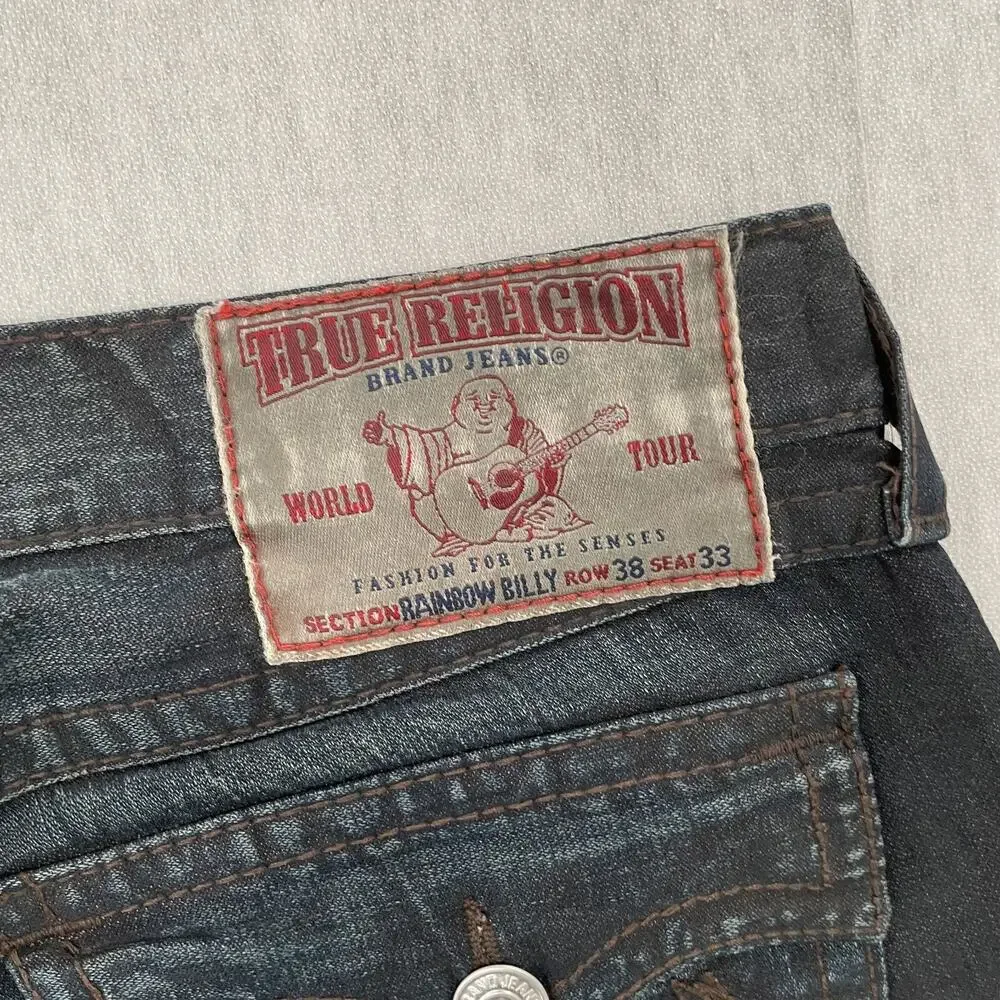 True Religion Shorts Adult 38 Blue Jean Rainbow Billy Denim Made In USA Mens